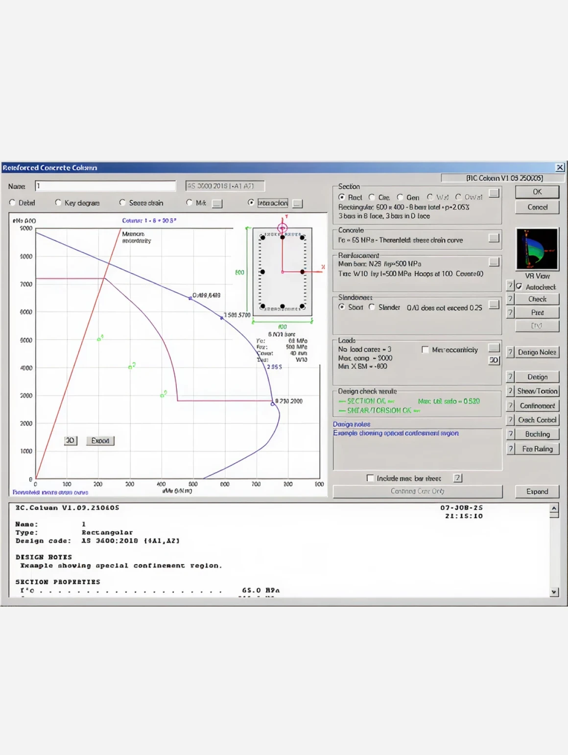 Concrete column design display